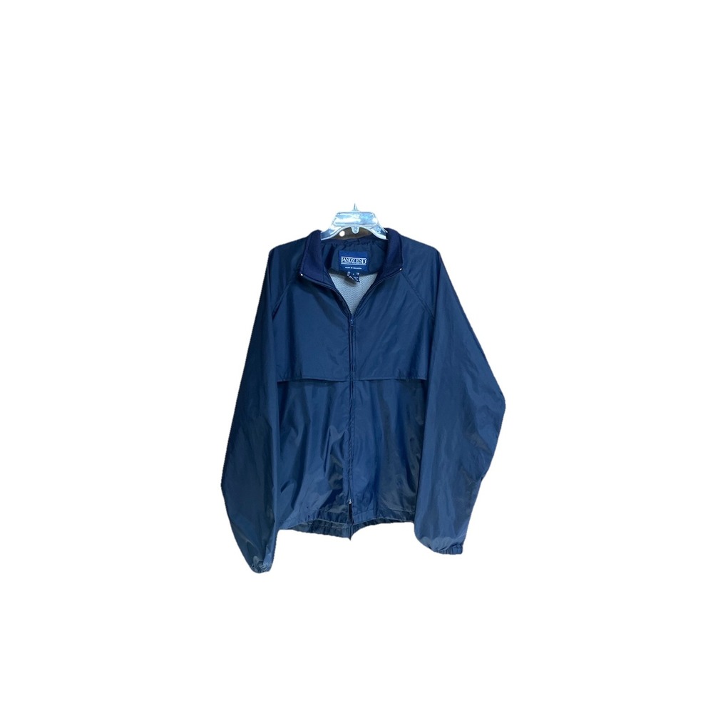 Lands End Womens Blue Windbreaker Jacket Lightweight, Zip Front w/ Pockets sz L